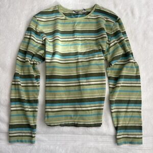 playground prep green & blue striped long sleeve top